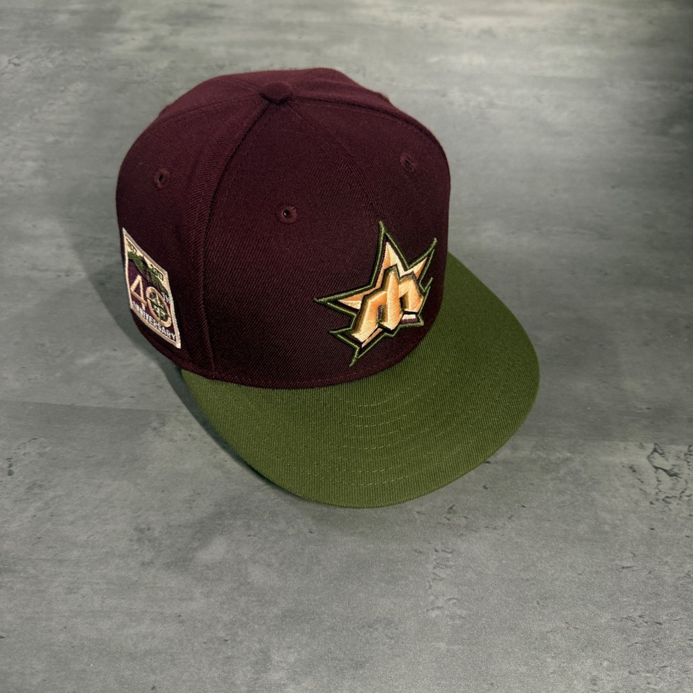 New Era Seattle Mariners Hat 7 1/4 Maroon Olive Green Peach Fall Pack Fitted Cap